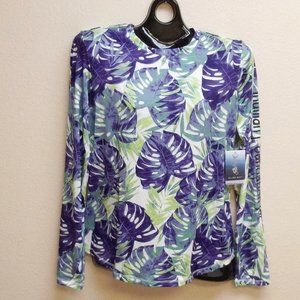 Silver Bait Long Sleeve Swim Shirt, Purple/Lime Green Women's Size Medium.
